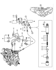 Yanmar 3tnv82a-Bdcb Fuel Injection Valve Diagram and Parts List for S7232-D 53AY8DU8050-312HP Cub Cadet Lawn Tractor